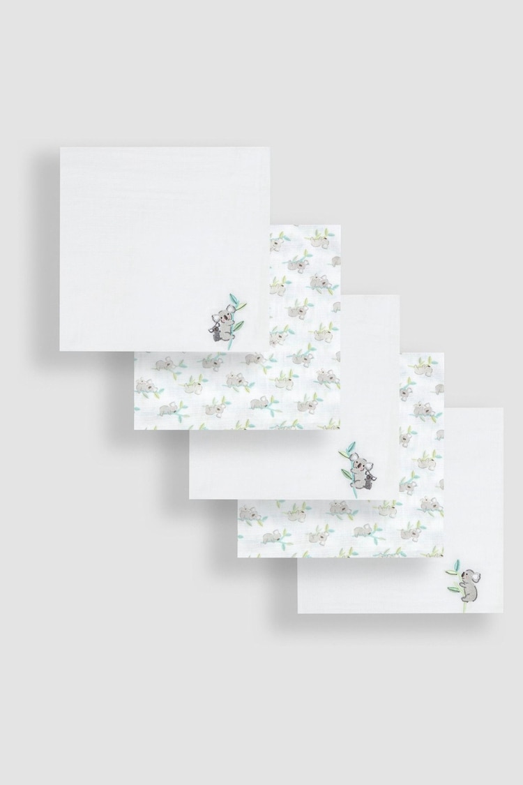 JoJo Maman Bébé 5-Pack Embroidered Muslin Squares - 圖片 1，共 2