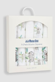 JoJo Maman Bébé White Koala 5-Pack Embroidered Muslin Squares - Image 2 of 2