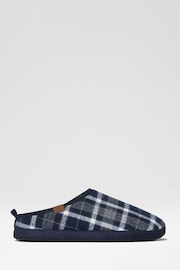 Threadbare Blue Borg Lined Check Mule Slippers - Image 1 of 4