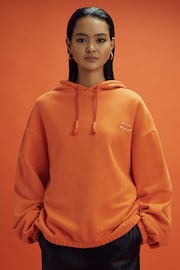 Reiss x McLaren F1 Team Papaya McLaren F1 Elasticated Cotton Hoodie - Image 4 of 11