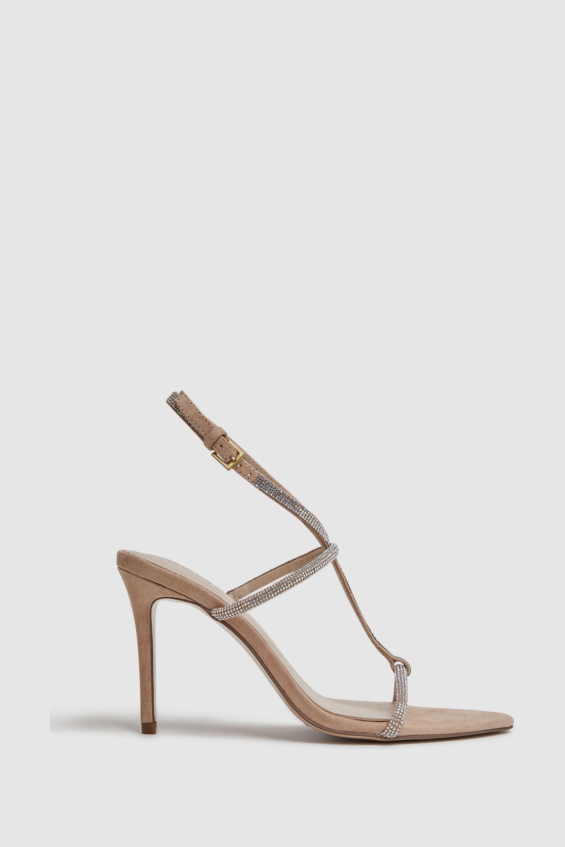 Buy Reiss Nude Julie Embellished Suede Heeled Sandals from Next Canada