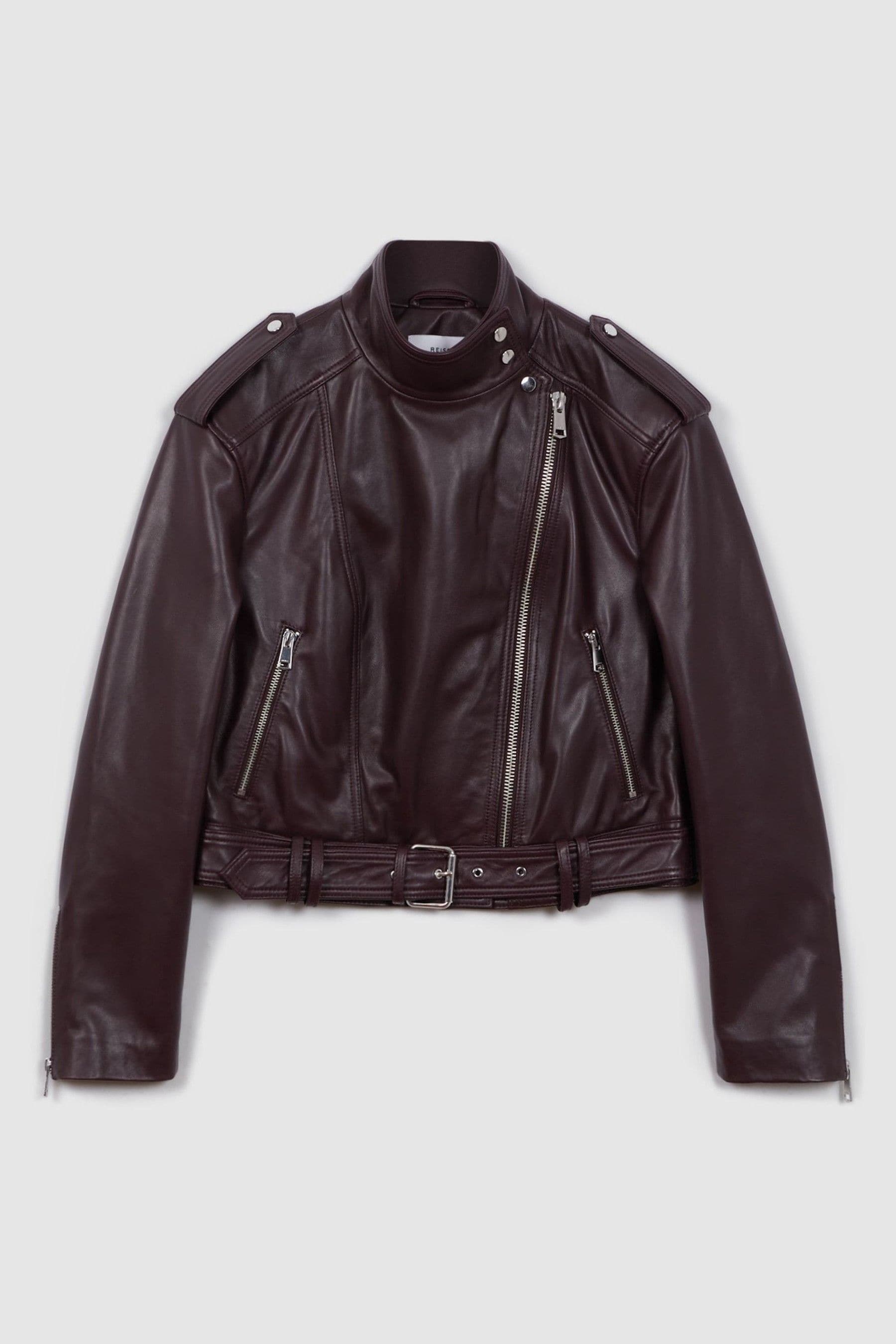 Buy Reiss Berry Maeve Cropped Leather Biker Jacket from the Next UK online shop