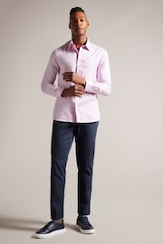 Ted Baker Pink Ildaton Bistretch Herringbone Shirt - Image 1 of 6