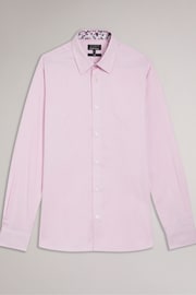 Ted Baker Pink Ildaton Bistretch Herringbone Shirt - Image 4 of 6