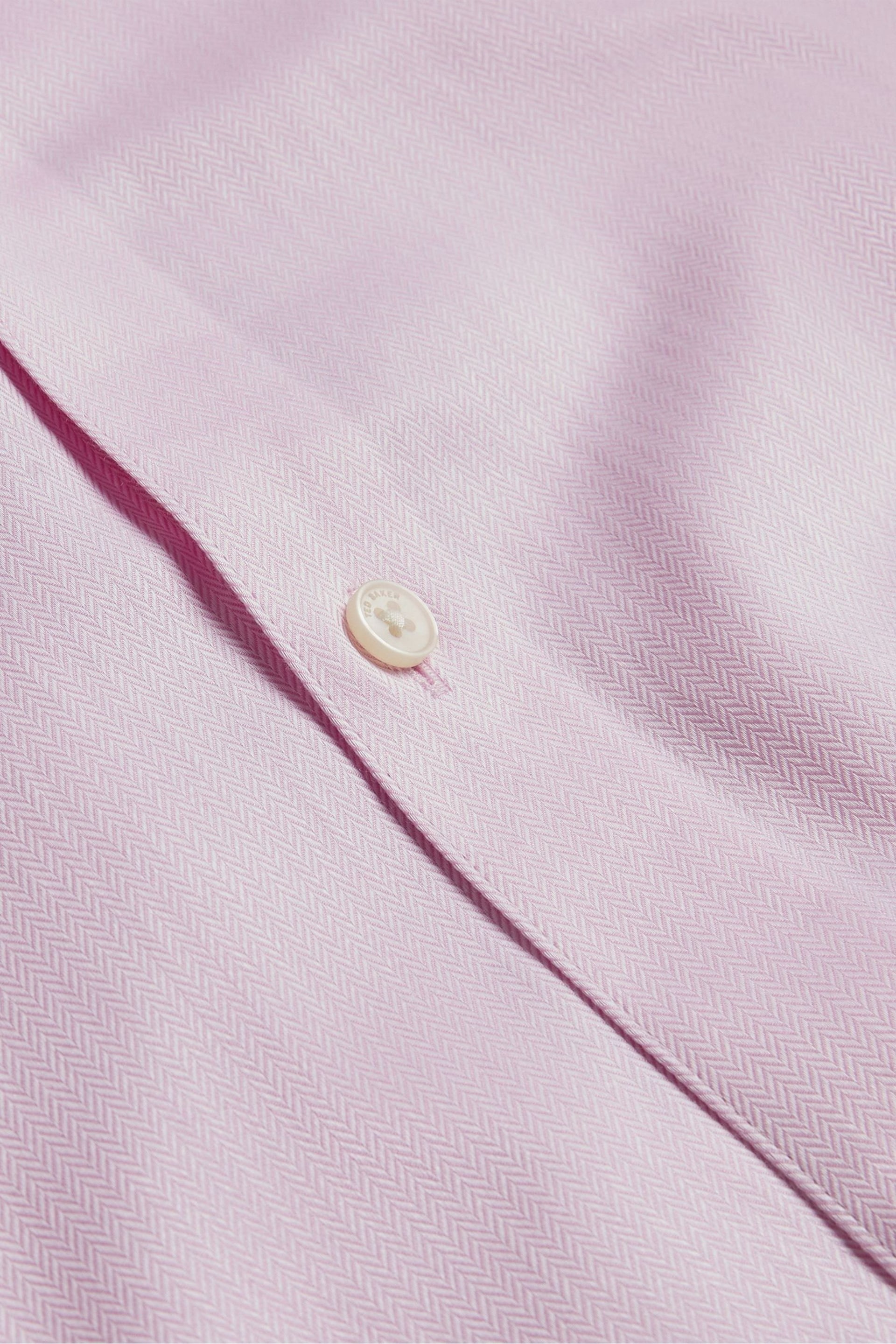 Ted Baker Pink Ildaton Bistretch Herringbone Shirt - Image 5 of 6