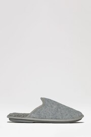 Threadbare Grey Borg Lined Felt Mule Slippers - Image 1 of 4