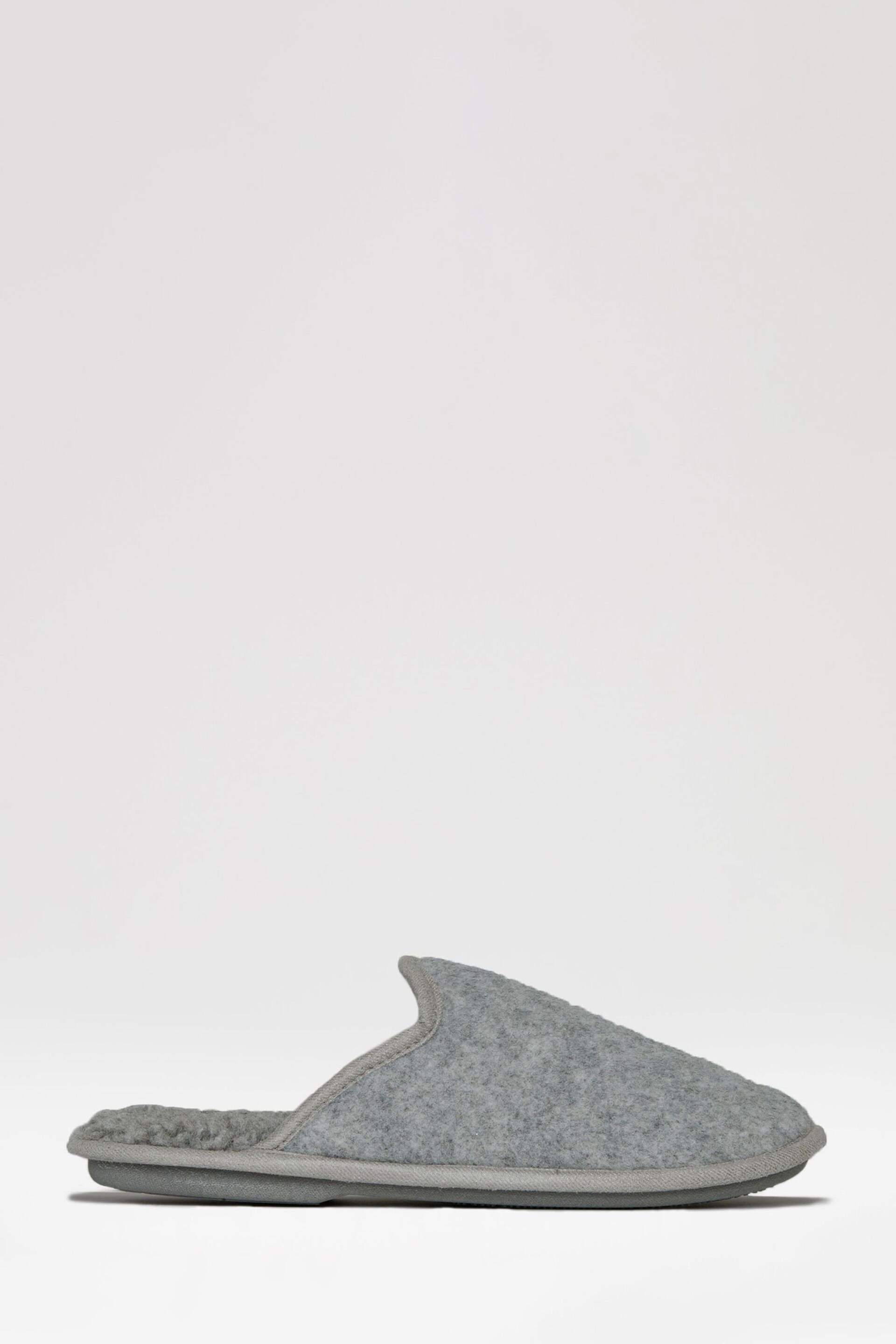 Threadbare Grey Borg Lined Felt Mule Slippers - Image 1 of 4