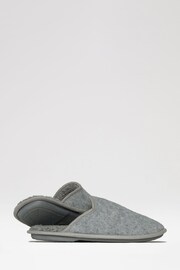 Threadbare Grey Borg Lined Felt Mule Slippers - Image 2 of 4