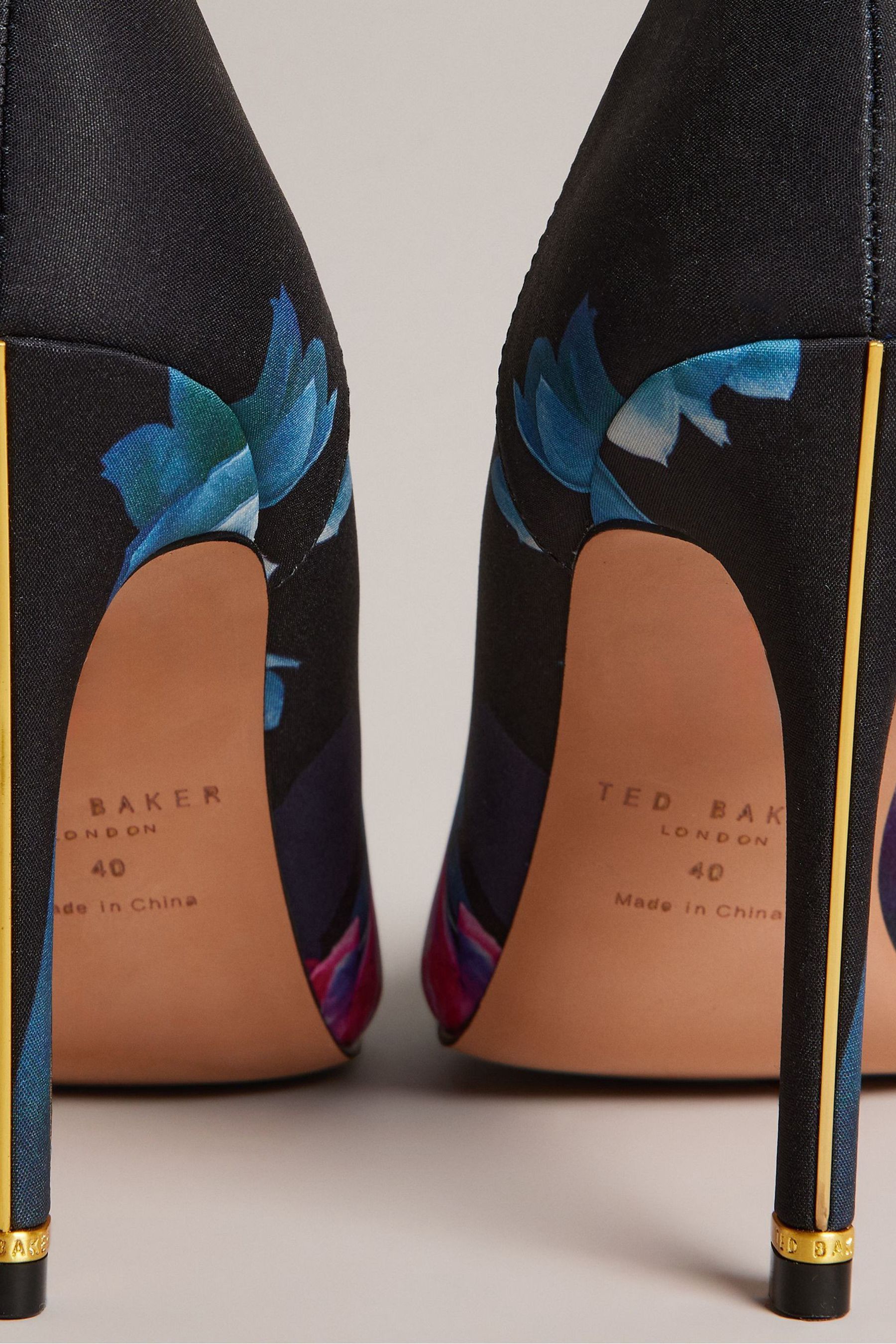 Buy Ted Baker Black Orlas Printed Satin 103mm Court Shoes from Next Luxembourg