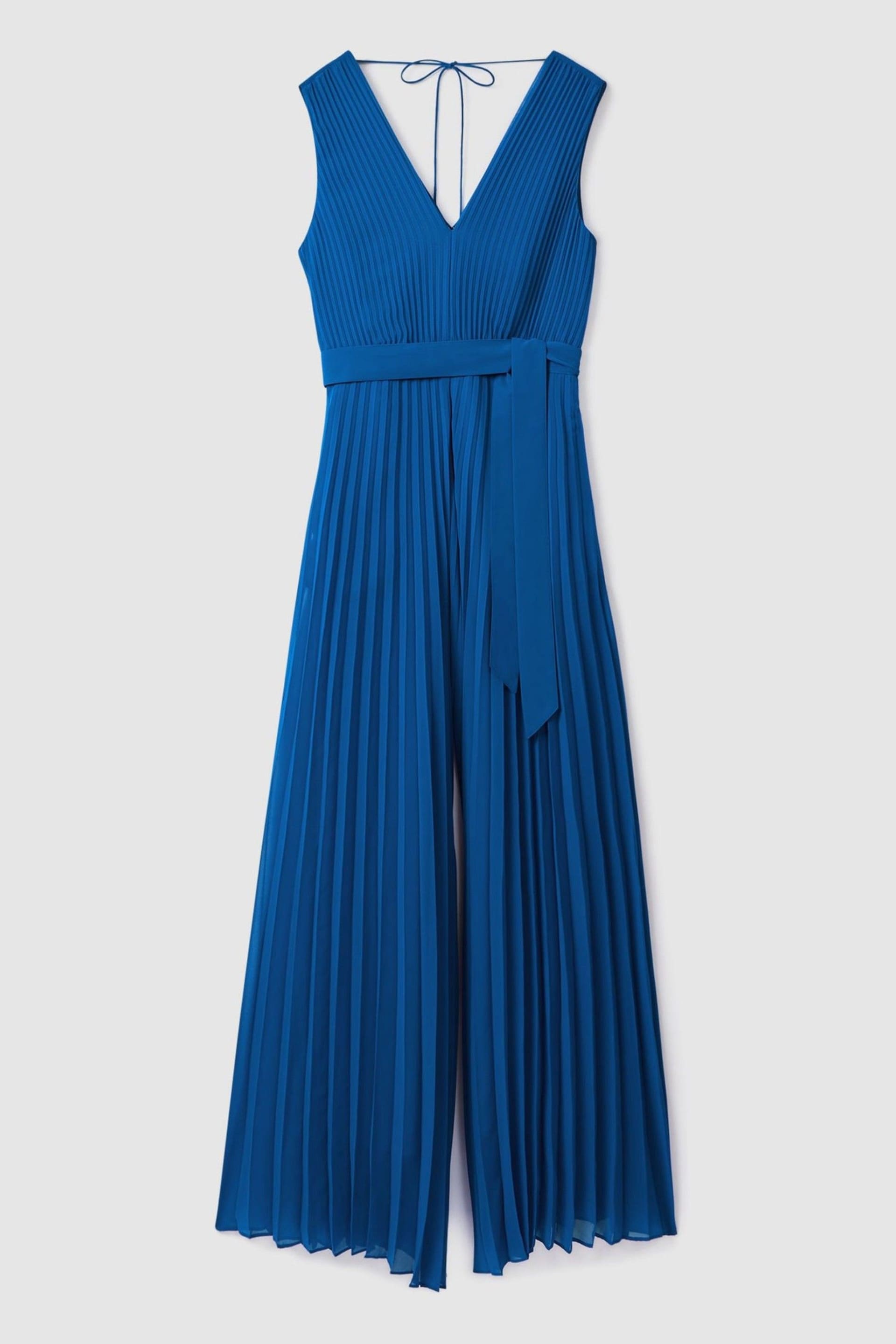 Reiss Cobalt Blue Estelle Pleated Belted Jumpsuit - Image 2 of 6