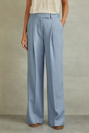 Reiss Blue June Petite Wide Leg Suit Trousers with TENCEL™ Fibers - Image 1 of 6