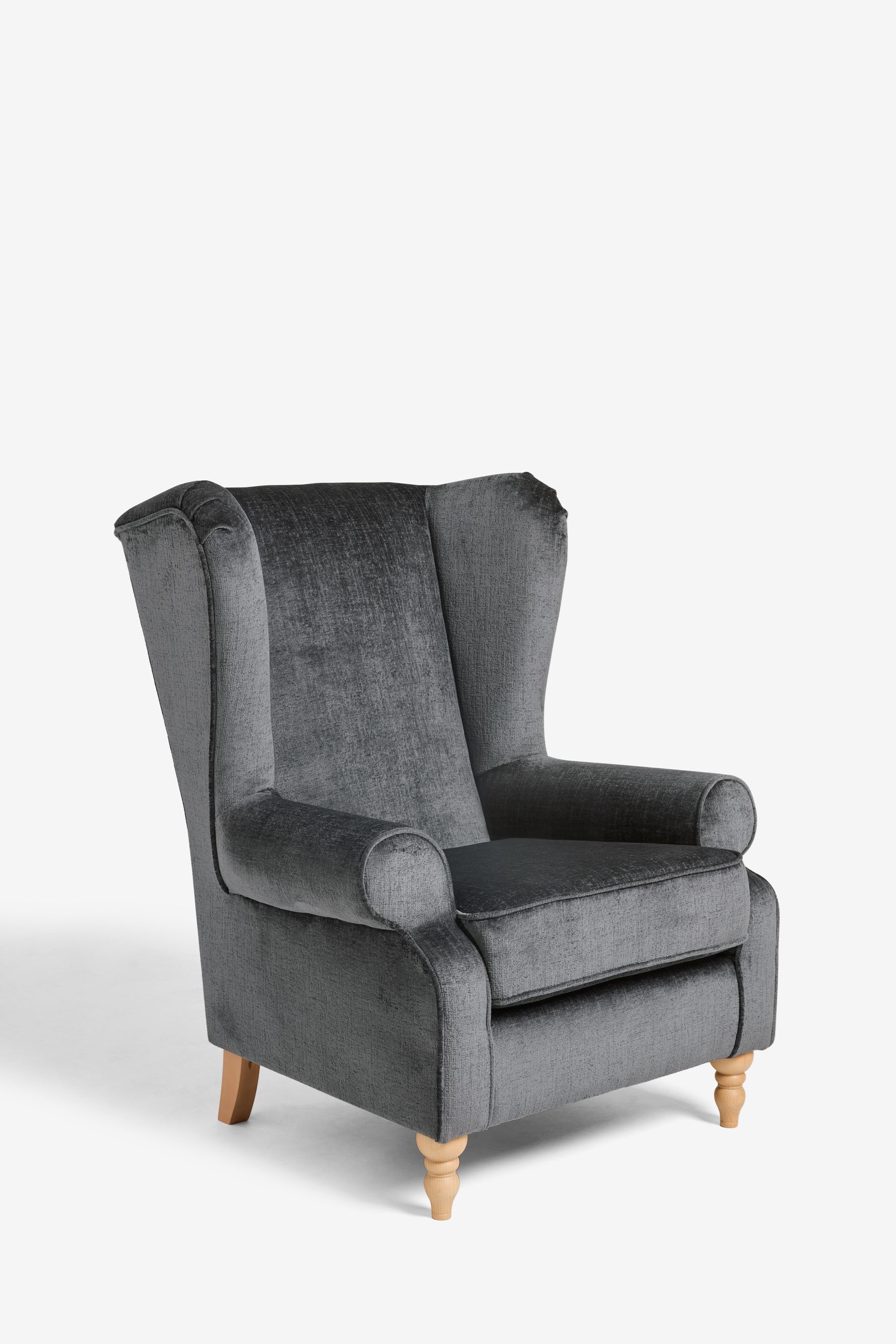 Buy Plush Chenille Slate Blue Grande Sherlock Highback Armchair from the Next UK online shop