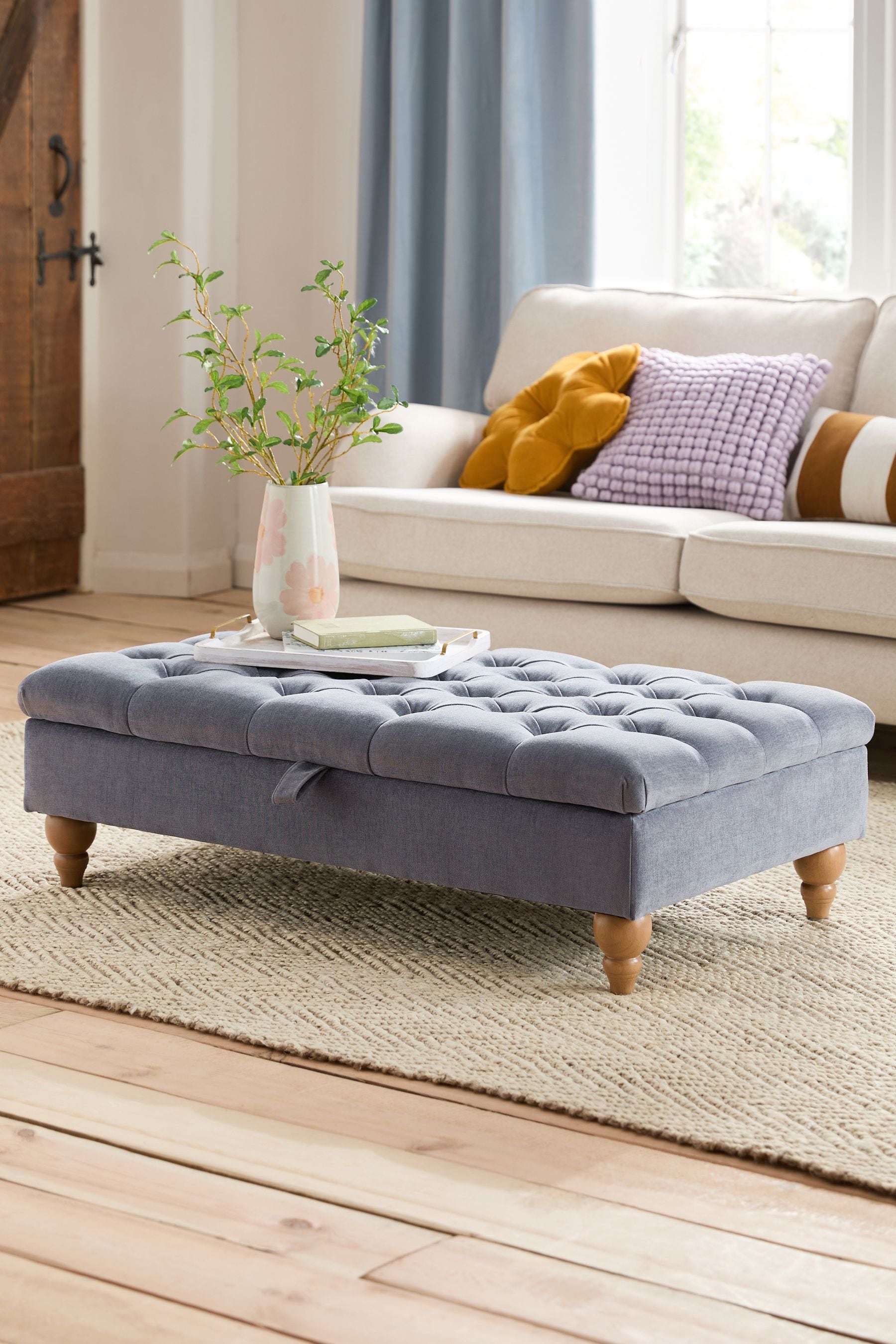 Chenille super buttoned accent armchair & footstool shop