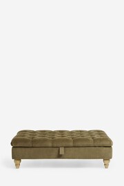 Buttoned Fine Chenille Moss Green Albury Large with Storage Footstool - Image 5 of 10