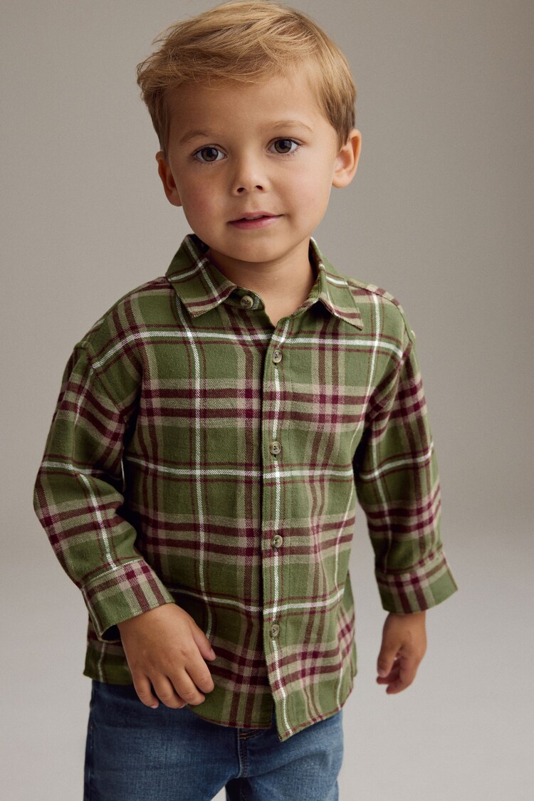 Buy Green Check Long Sleeve Check 100 Cotton Shirt (3mths7yrs) from