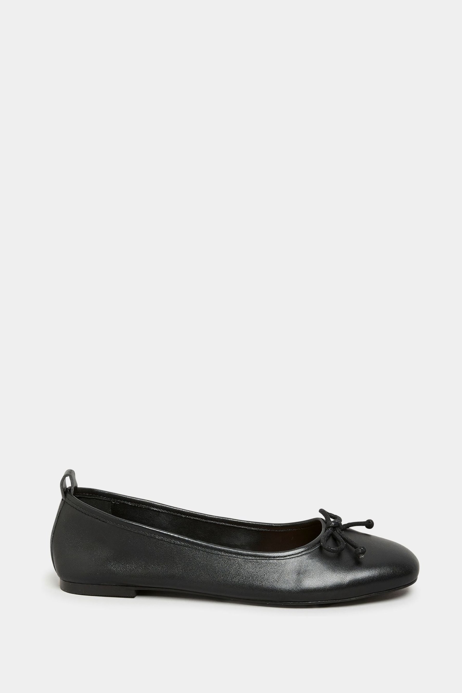 Long Tall Sally Black Leather Ballerina Pumps - Image 1 of 8