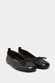 Long Tall Sally Black Leather Ballerina Pumps - Image 2 of 8