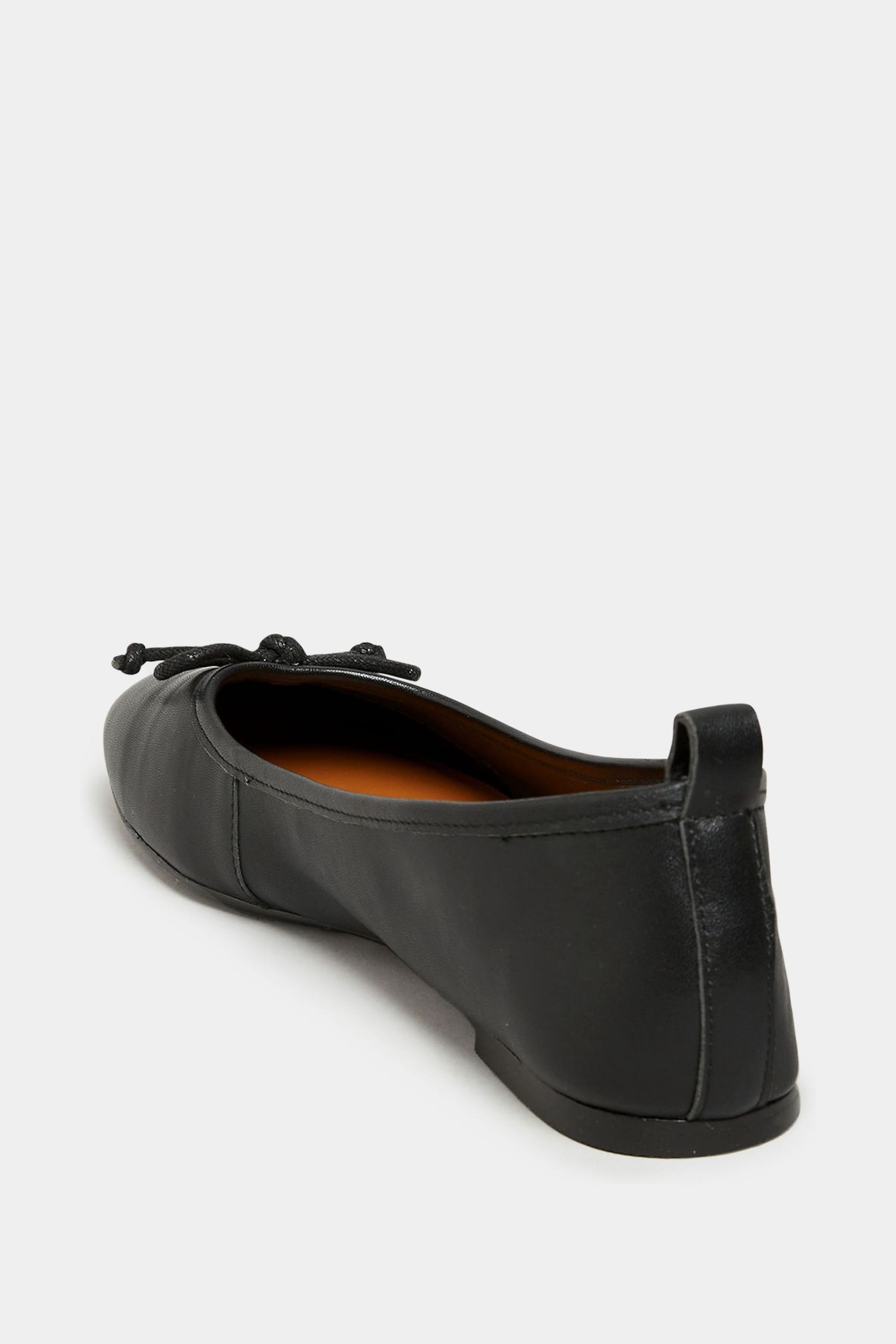 Long Tall Sally Black Leather Ballerina Pumps - Image 4 of 8