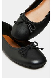 Long Tall Sally Black Leather Ballerina Pumps - Image 5 of 8