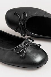 Long Tall Sally Black Leather Ballerina Pumps - Image 6 of 8