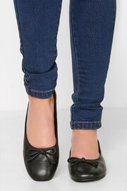 Long Tall Sally Black Leather Ballerina Pumps - Image 8 of 8