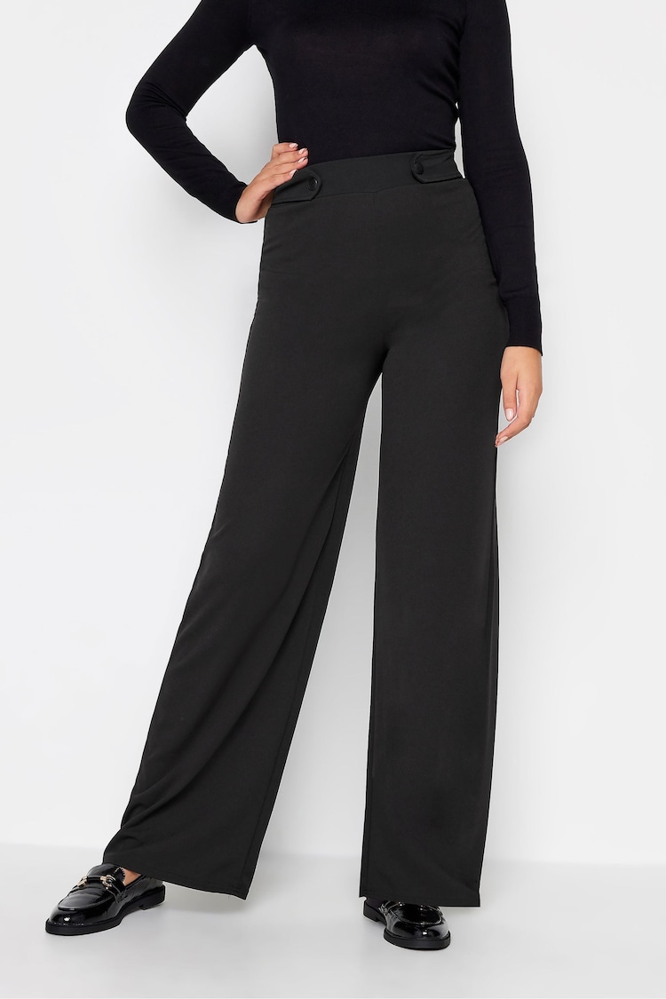 Long Tall Sally Black Tab Detail Wide Leg Trousers - Image 1 of 4