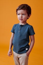 Blue Short Sleeve Henley Neck T-Shirt (3mths-7yrs) - Image 1 of 6