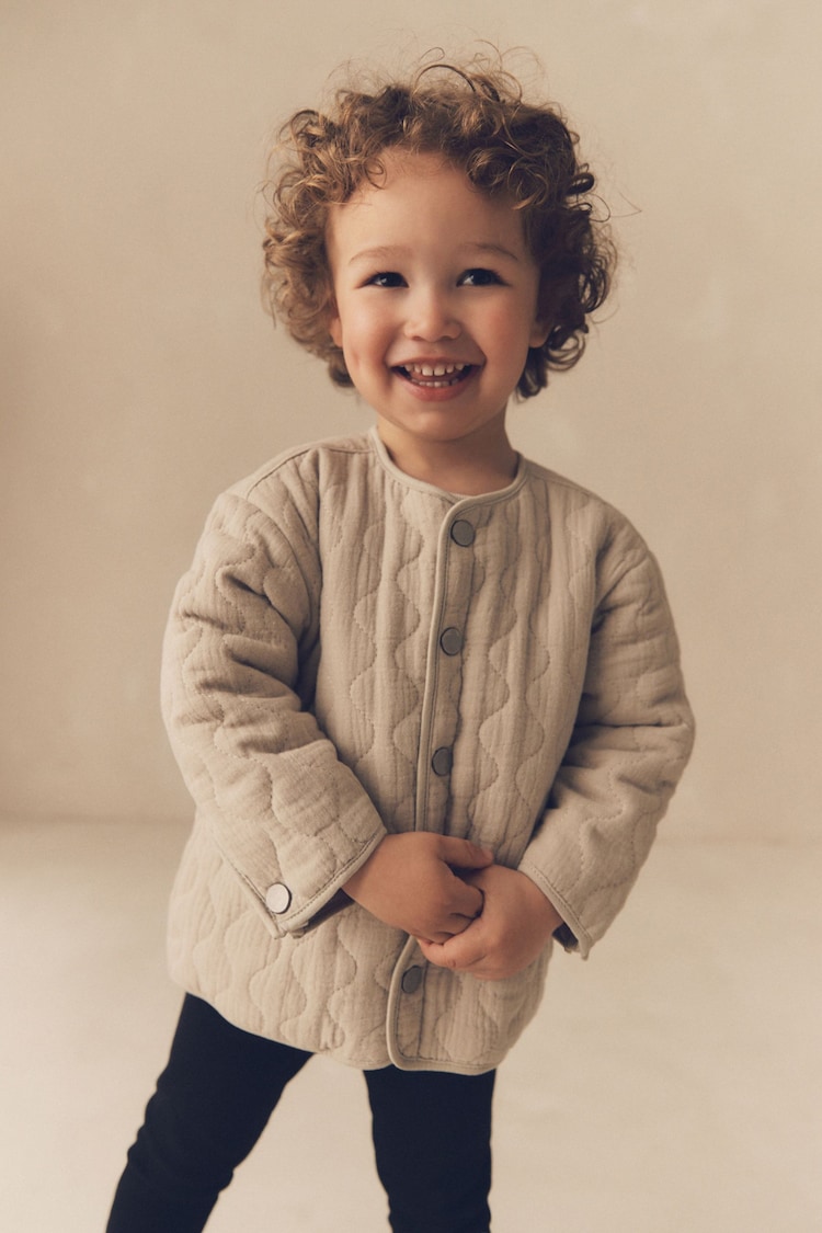 Grey Quilted Bomber Shacket (3mths-7yrs) - Image 1 of 4