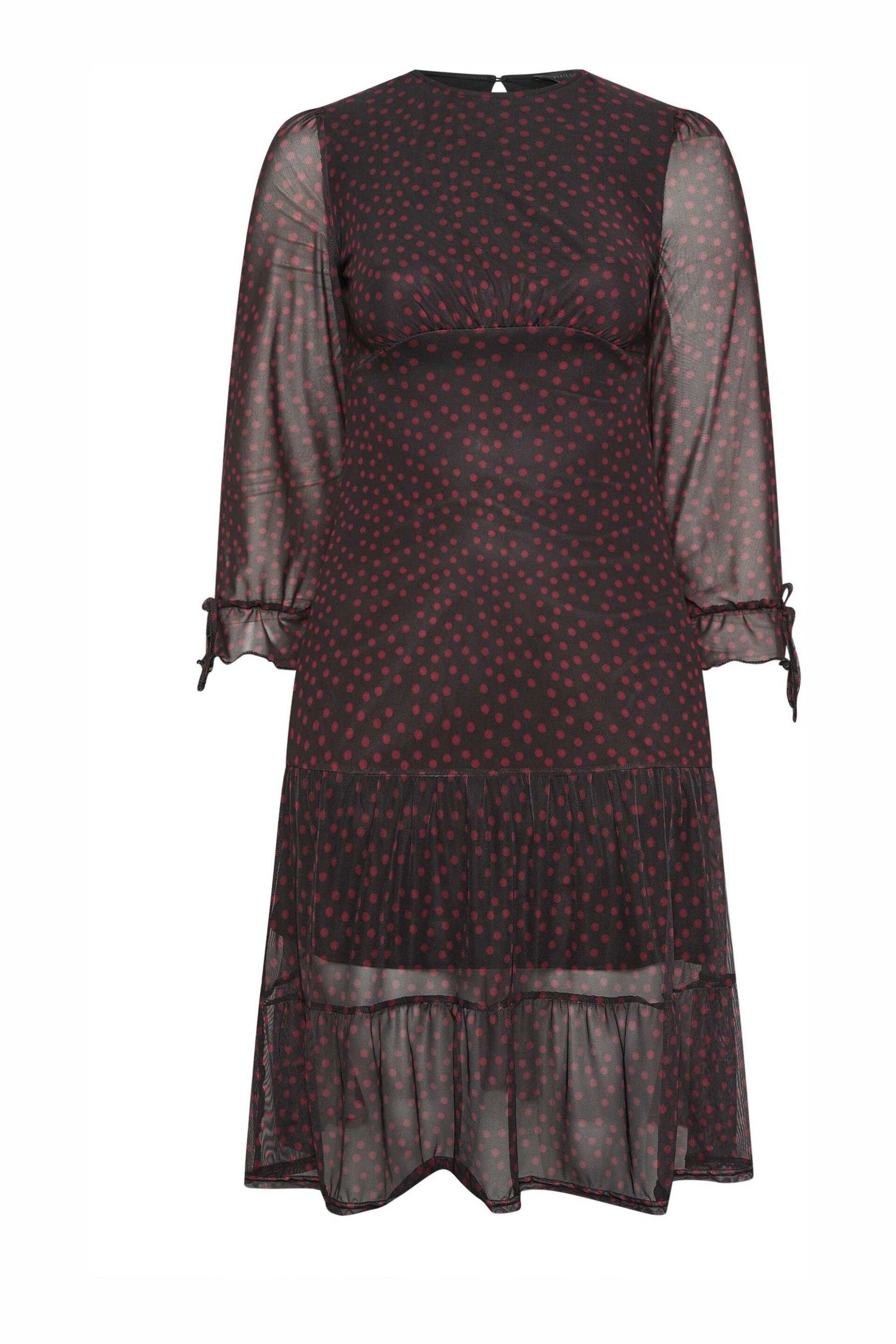 PixieGirl Petite Black Longsleeve Mesh Midaxi Dress - Image 5 of 5