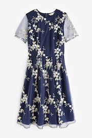 Yumi Blue Embroidered Floral Skater Dress - Image 5 of 5