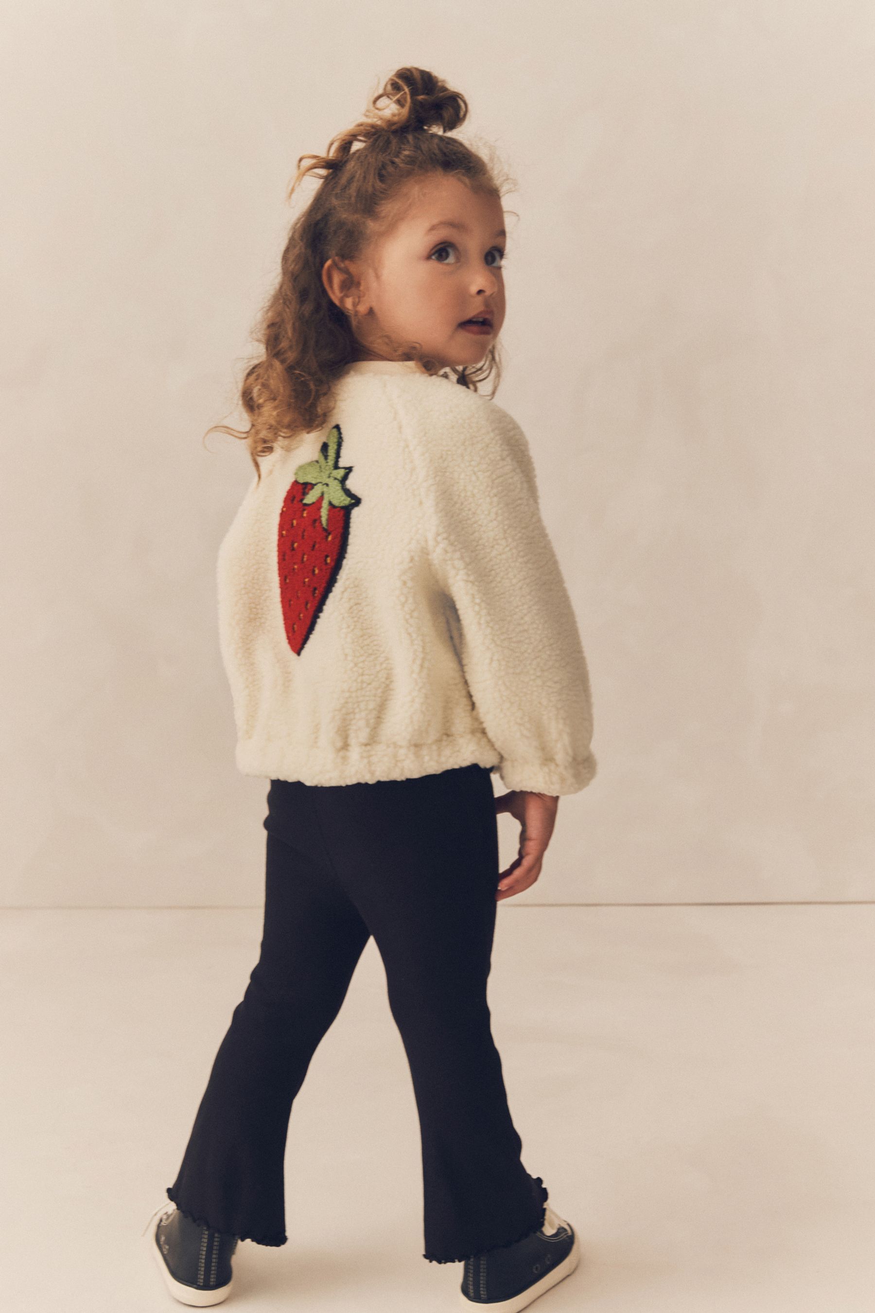 Buy Cream Strawberry Borg Fleece Bomber Jacket 3mths 8yrs from Next Luxembourg