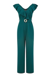 Mela Green Jumpsuit With Gold Buckle and Frill Detail - Image 4 of 4