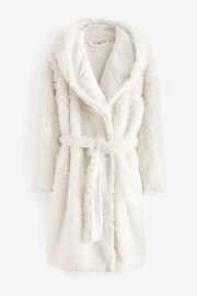 Boux Avenue Cream Sparkle Faux Fur Midi Cosy Supersoft Robe Dressing Gown - Image 4 of 5