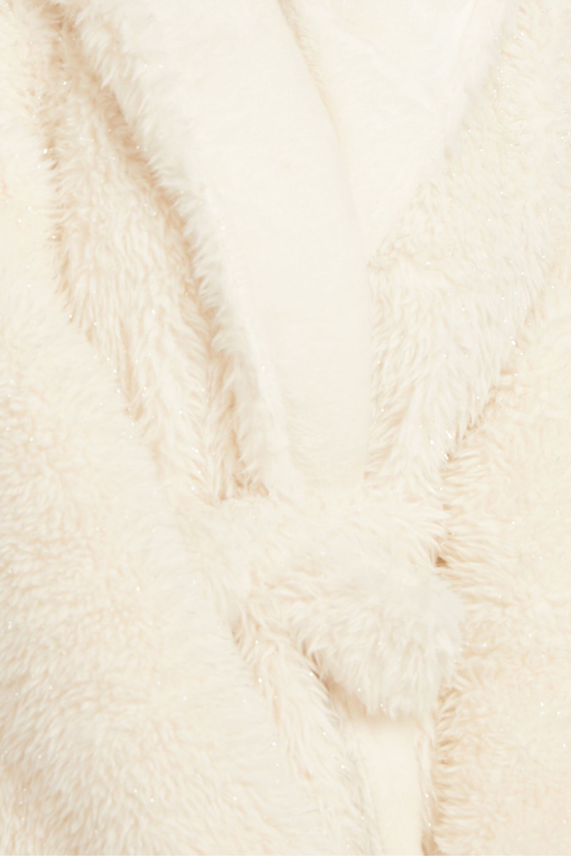 Boux Avenue Cream Sparkle Faux Fur Midi Cosy Supersoft Robe Dressing Gown - Image 5 of 5