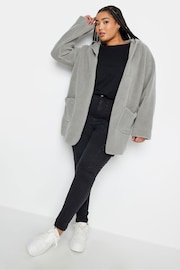 Yours Curve Grey Teddy Hooded Jacket - Image 2 of 4