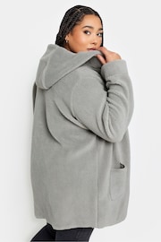 Yours Curve Grey Teddy Hooded Jacket - Image 3 of 4