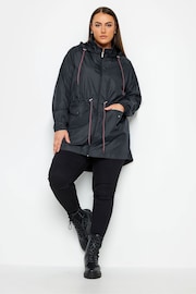 Yours Curve Blue Showerproof Lightweight Parka - Image 3 of 4