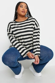 Yours Curve Black Fashion Throw On Stripe Top - Image 4 of 4