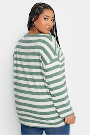 Yours Curve Green Fashion Throw On Stripe Top - Image 2 of 4