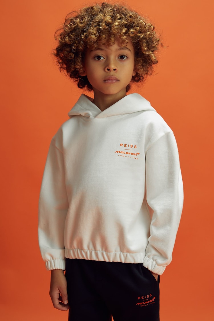 Reiss x McLaren F1 Team White 9-13 yrs McLaren F1 Elasticated Cotton Hoodie - Image 1 of 11