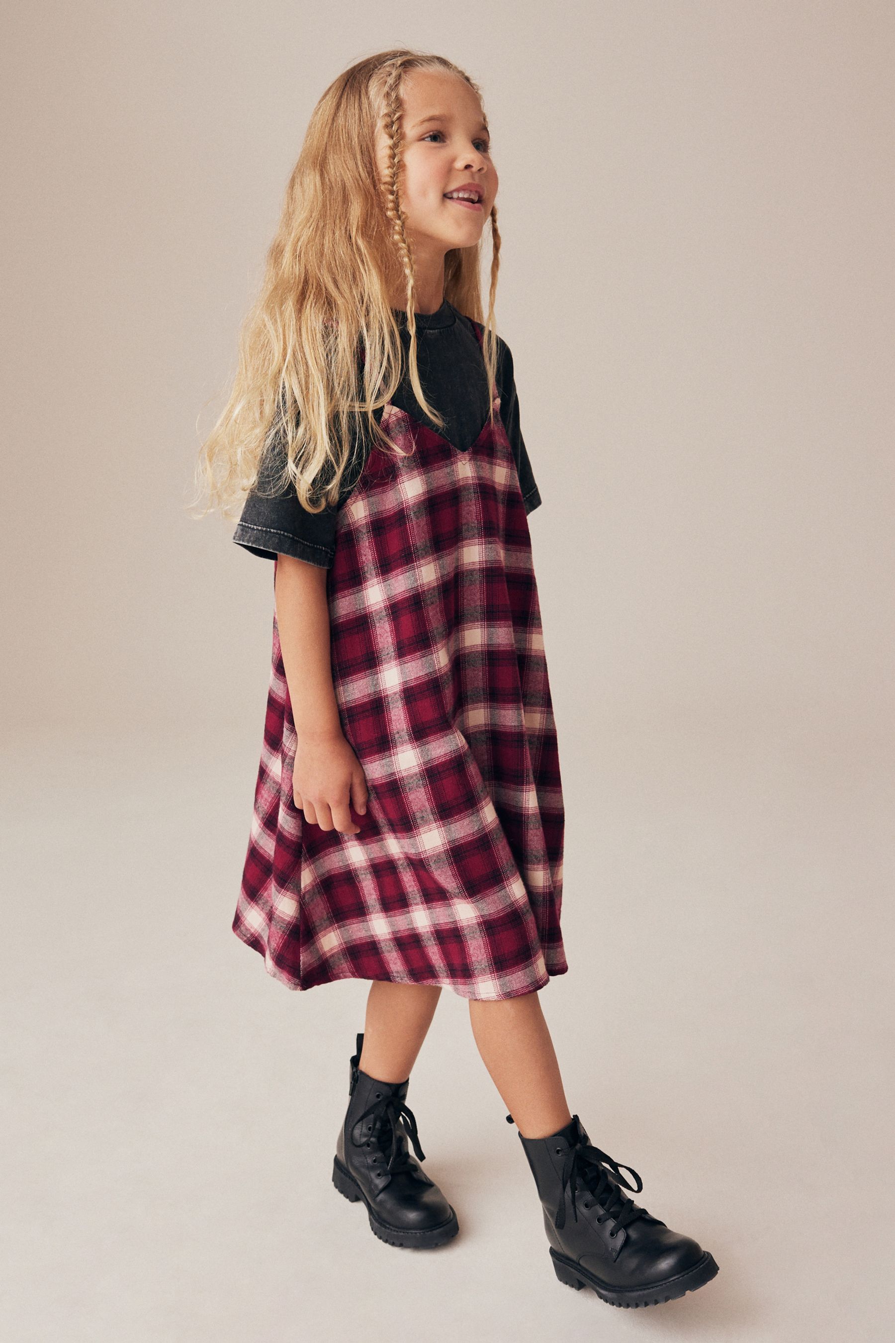 Deolinda Girls Red Check Print Occasion Dress