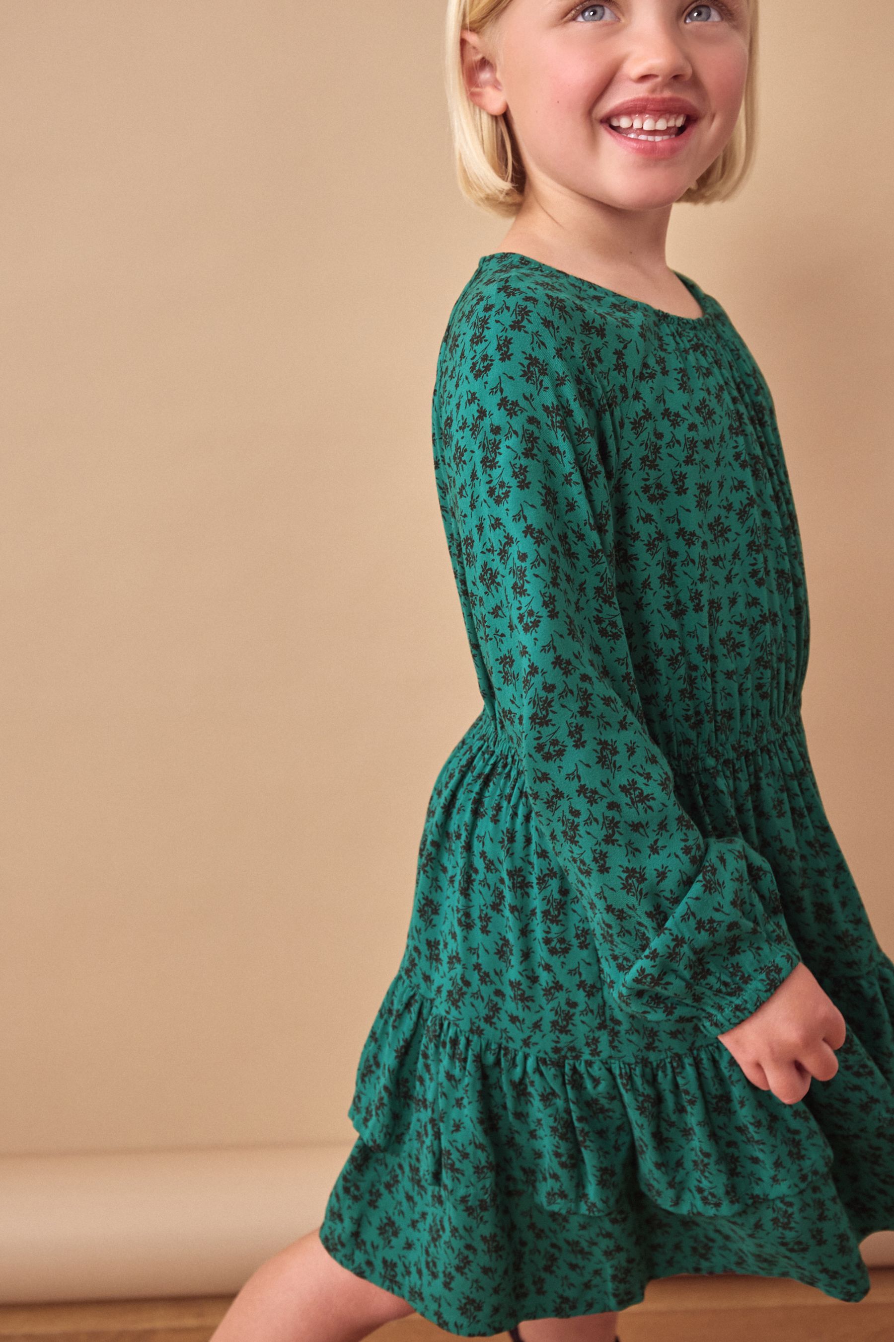 Buy Green Ditsy Tiered Printed Dress 3 16yrs from the Next UK online shop