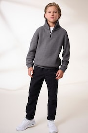 Charcoal Grey Utility Knitted Quarter Zip Jumper (3-16yrs) - Image 2 of 9