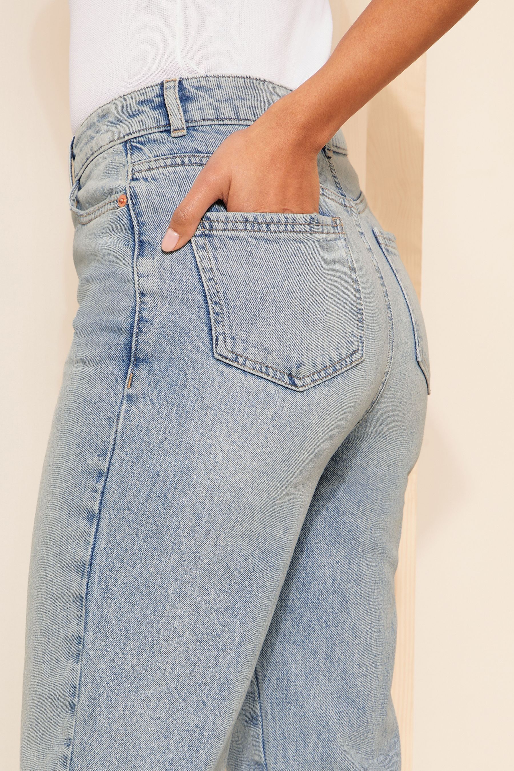 Buy Friends Like These Bleach Blue Petite Authentic Denim Straight Leg jeans from Next Luxembourg