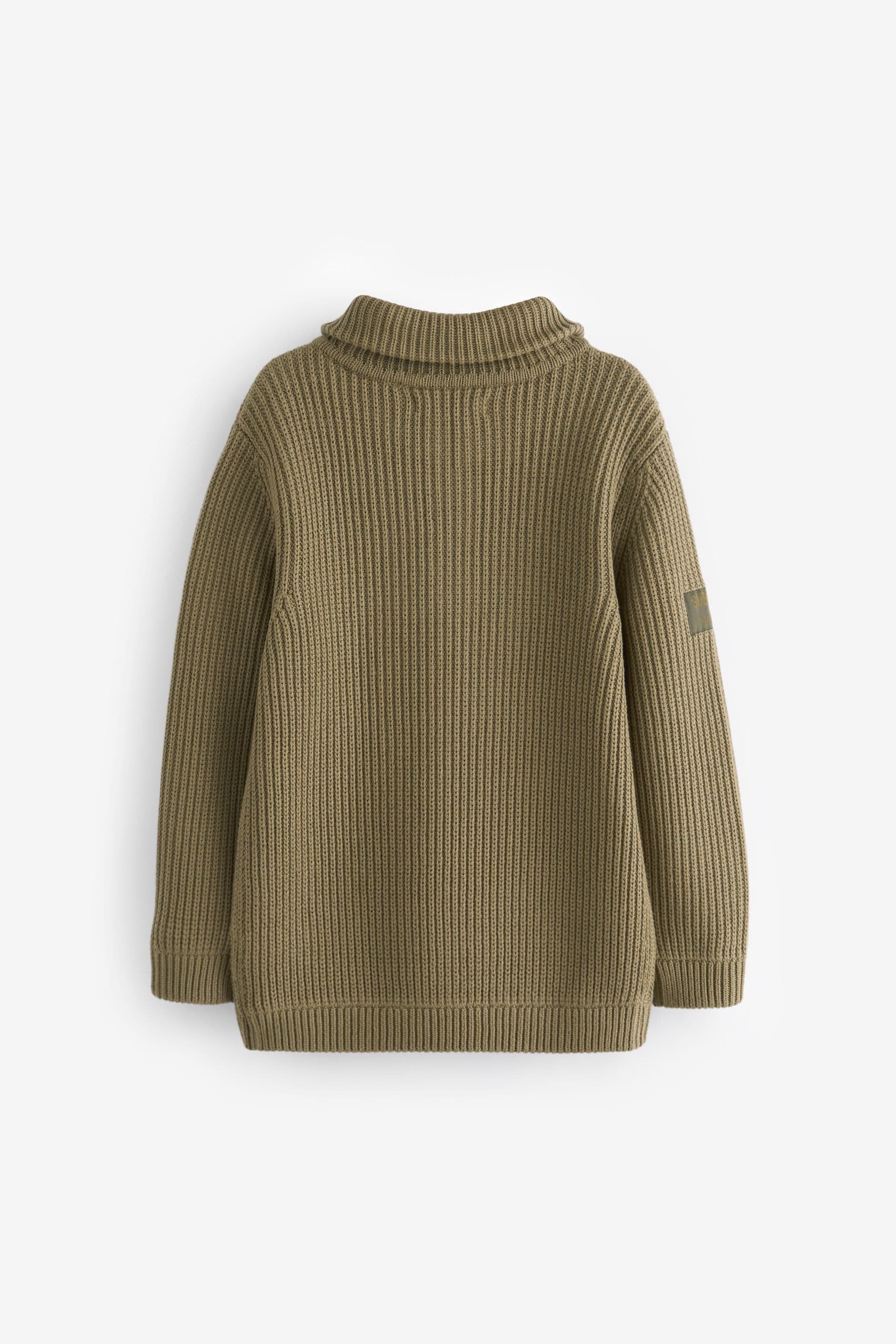 Khaki Green Utility Knitted Quarter Zip Jumper 3 16yrs