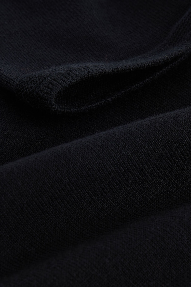 Black 100% Cotton Knitted Quarter Zip Polo Shirt (3-16yrs) - Image 4 of 4