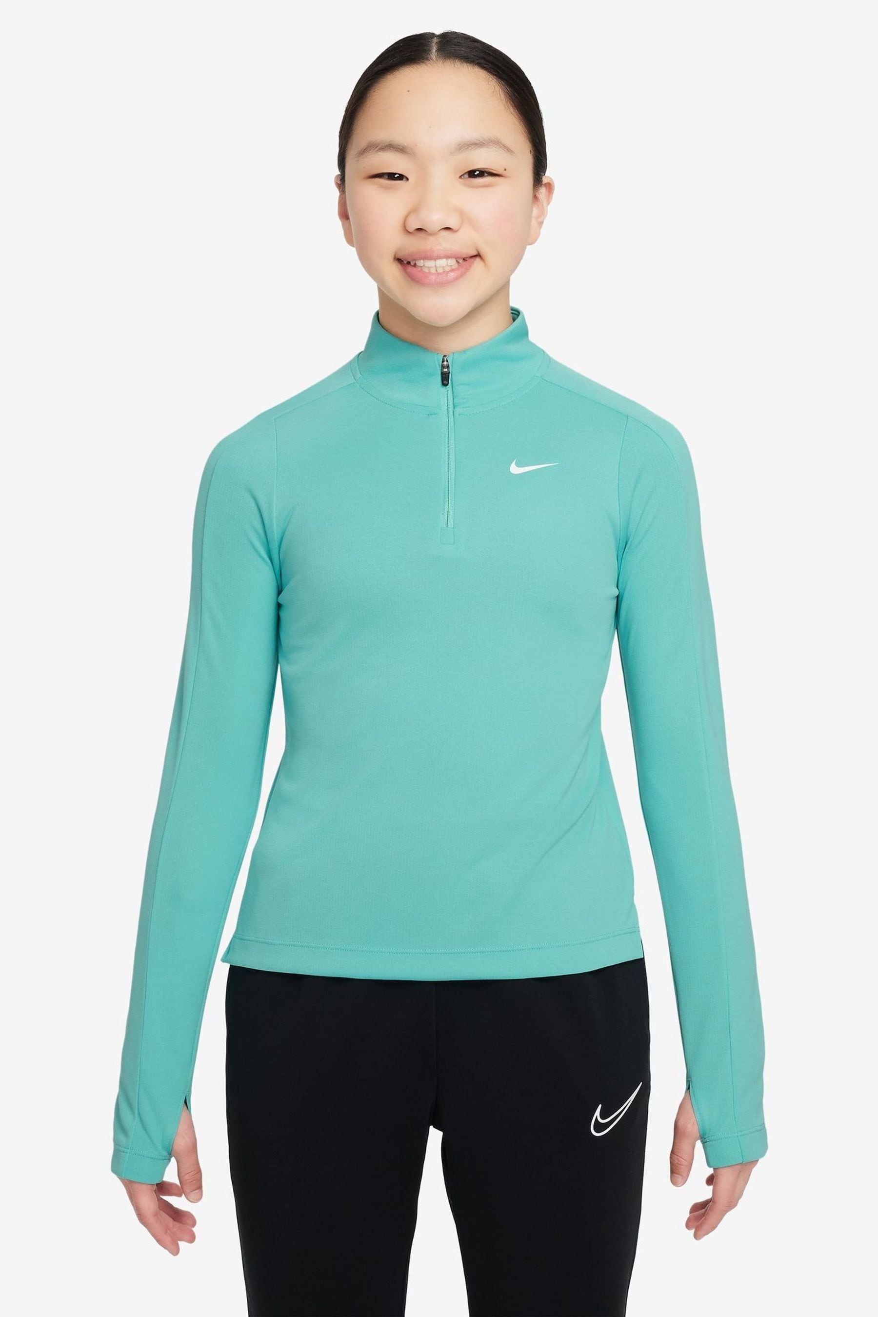 Buy Nike Green Frost Dri FIT Long Sleeve Half Zip Top from the Next UK online shop