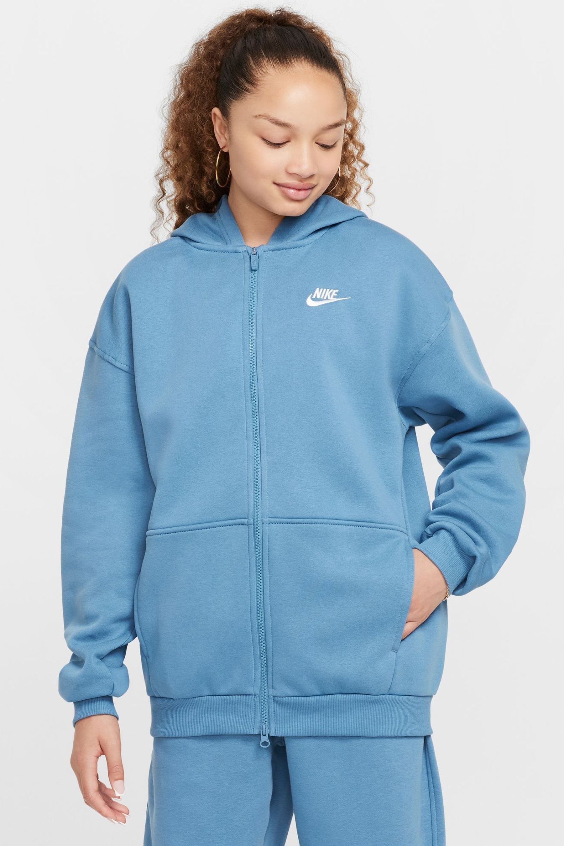 Nike zip up hoodie blue cheap