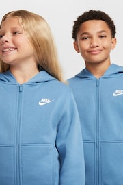 Nike Aegean Blue Club Fleece Zip Through Hoodie - Image 4 of 6