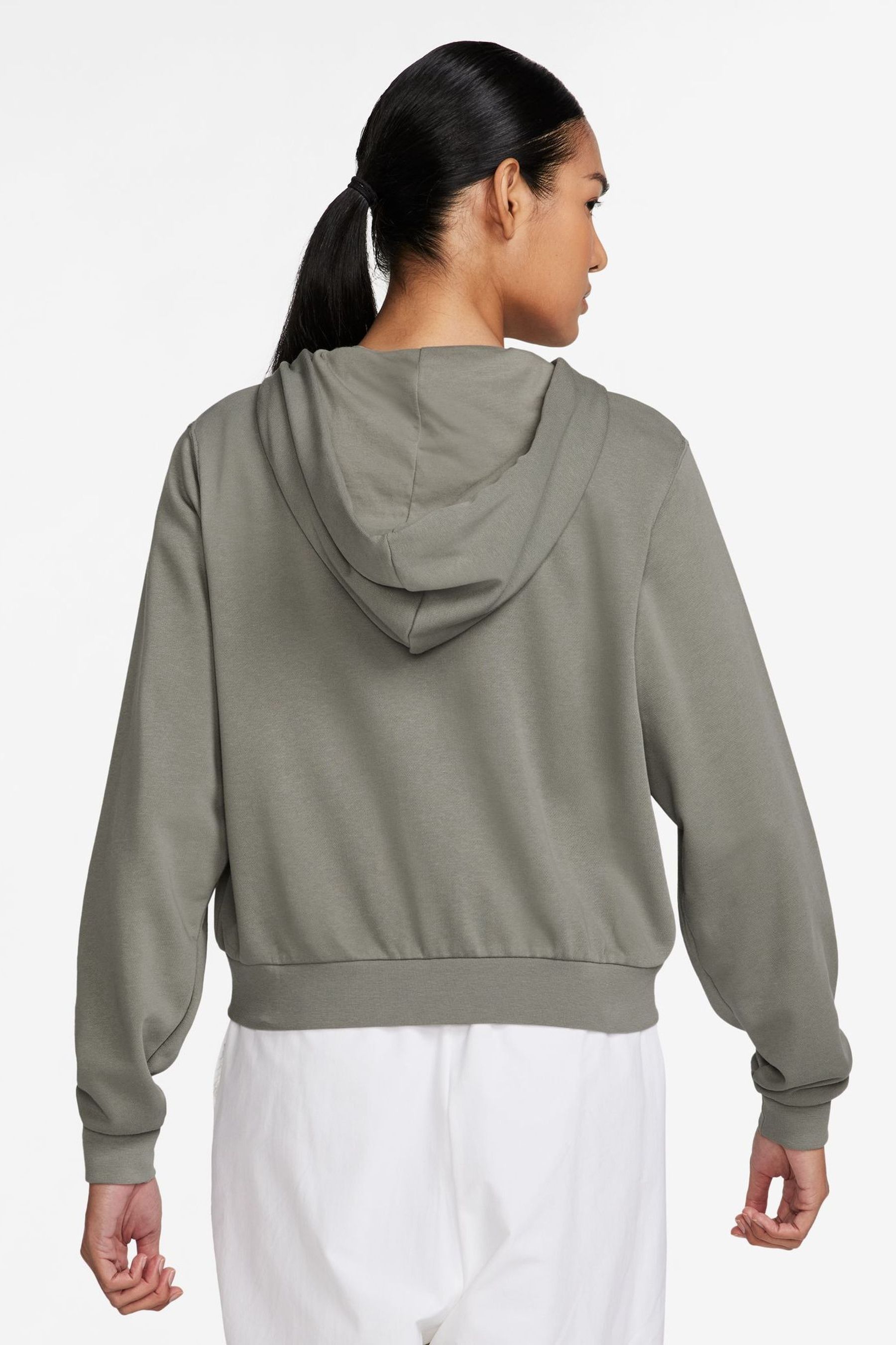 Nike Khaki Green Sportswear Chill Terry Loose Full Zip French Terry Hoodie
